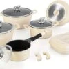 Royalty Line Pannenset - Pannenset Inductie - 15-Delig Koekenpannenset - Kookpotten - Koekenpannen - Pannen Met Glazen Deksels En Afneembare Koudgrepen - Voor Alle Warmtebronne - Oven-Ready - PFAS-Vrij - Crème -Pot Verkoopwinkel 1200x624 6