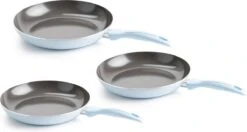 VitaVerde Expert Koekenpannenset Ø 20cm + Ø 24cm + Ø 28cm - Lichtblauw - Inductie - PFAS-vrij