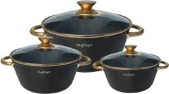Cheffinger Luxe Braadpannen Set - Rose Gold Line - 6 Delig - Inclusief Deksel - Inductie - 20, 24 & 28CM -Pot Verkoopwinkel 1200x666