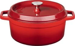 Sola Braadpan Gietijzer - Ø 20 Cm - Oranje/Rood - Gietijzer - Extra Zware Bodem