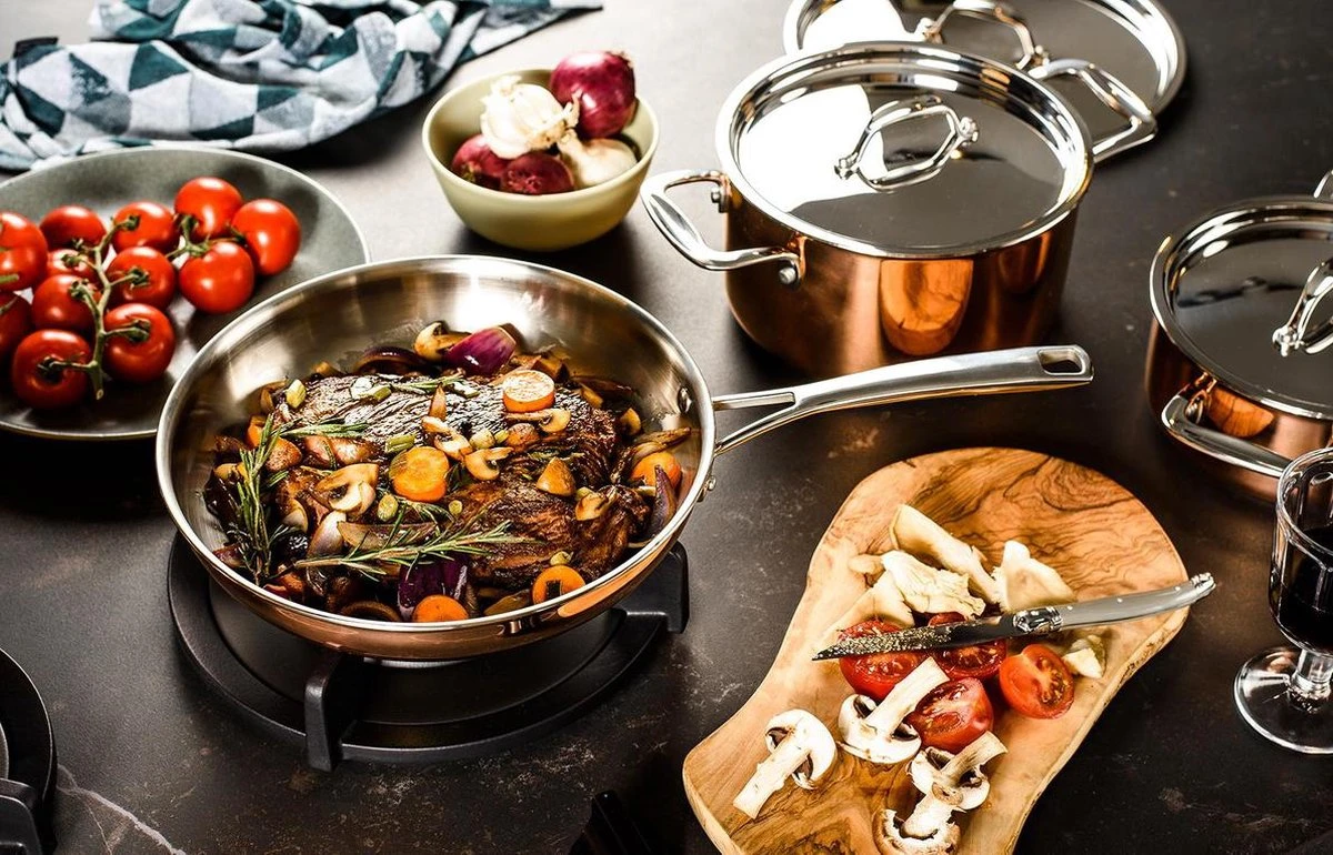 Koekenpan Ø26cm Met Deksel - Inductie - Koper - DUCQ 4 Koekenpan Ø26cm Met Deksel - Inductie - Koper - DUCQ - Afbeelding 2