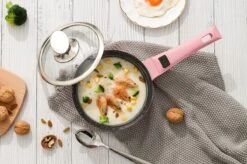 Royalty Line Inductie Pannenset - Luxe 14-delige Pannenset Marmeren Coating - Pannen Met Afneembare Handvaten - Oven-Ready - PFAS-Vrij - Voor Alle Warmtebronnen - Afneembare Koudgrepen - Antiaanbaklaag - Koekenpan Met Glazen Deksels - Roze -Pot Verkoopwinkel 1200x799 125