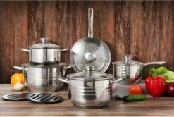 Swiss - Pannenset Inductie 12-delig - Glazen Deksel - RVS Pan / Steelpan / Koekenpan - PFAS-vrij 7 Swiss - Pannenset Inductie 12-delig - Glazen Deksel - RVS Pan / Steelpan / Koekenpan - PFAS-vrij -Pot Verkoopwinkel 1200x805 1