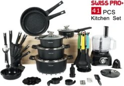 Swiss Pro+ - SWP41D22 - Pannenset 41 Delig - Foodprocessor - Messenblok 8 Delig - Kookgerei Set Met Houder 7 Delig - Starters Pakket - 2022 Serie - Limited Edition -uitzet -Pot Verkoopwinkel 1200x839 5