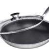 Honingraat Heavy Duty Anti-aanbak Koekenpan - Steelpan - Wok - Met Deksel 30 Cm - Gas - Elektrisch - Inductie - Oven