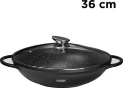 BIKO - Wokpan Ø 36 Cm - Marmeren Coating - Glazen Deksel - Wadjan - Zwart -Pot Verkoopwinkel 1200x866 1