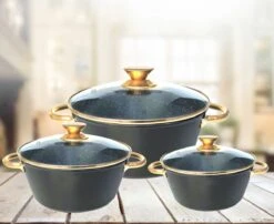 Cheffinger Luxe Braadpannen Set - Rose Gold Line - 6 Delig - Inclusief Deksel - Inductie - 20, 24 & 28CM -Pot Verkoopwinkel 1200x982