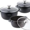 Cheffinger Pannenset 6-delig - Inductie - Met Deksels - Zwart - Koudgrepen - Ø20, 24 & 28 Cm -Pot Verkoopwinkel 1200x992