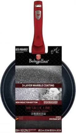 Berlinger Haus 1612 - Set Van 2 Granietpannen - Koekenpan - Rood Metallic - Burgundy Line - 22 En 26 Cm -Pot Verkoopwinkel 686x1200