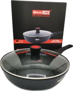 Marble Coating Wokpan Inductie - Met Glazen Deksel - Zwart - 30 Cm 16 Marble Coating Wokpan Inductie - Met Glazen Deksel - Zwart - 30 Cm -Pot Verkoopwinkel 961x1200