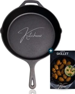 Gietijzeren Pan - Skillet - Koekenpan - BBQ - Koekenpan Inductie - ø32cm - 3.1 KG - Geschikt Voor Alle Warmtebronnen - Inclusief Gratis E-Book